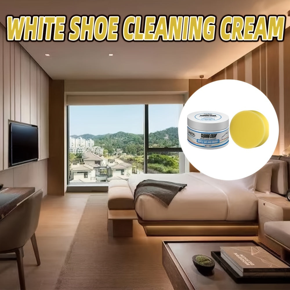 Easy No-Rinse Instant White Shoe Cleaner Cream - Safe for Sneakers, Canvas, Faux Leather - Stain Remover & Whitening