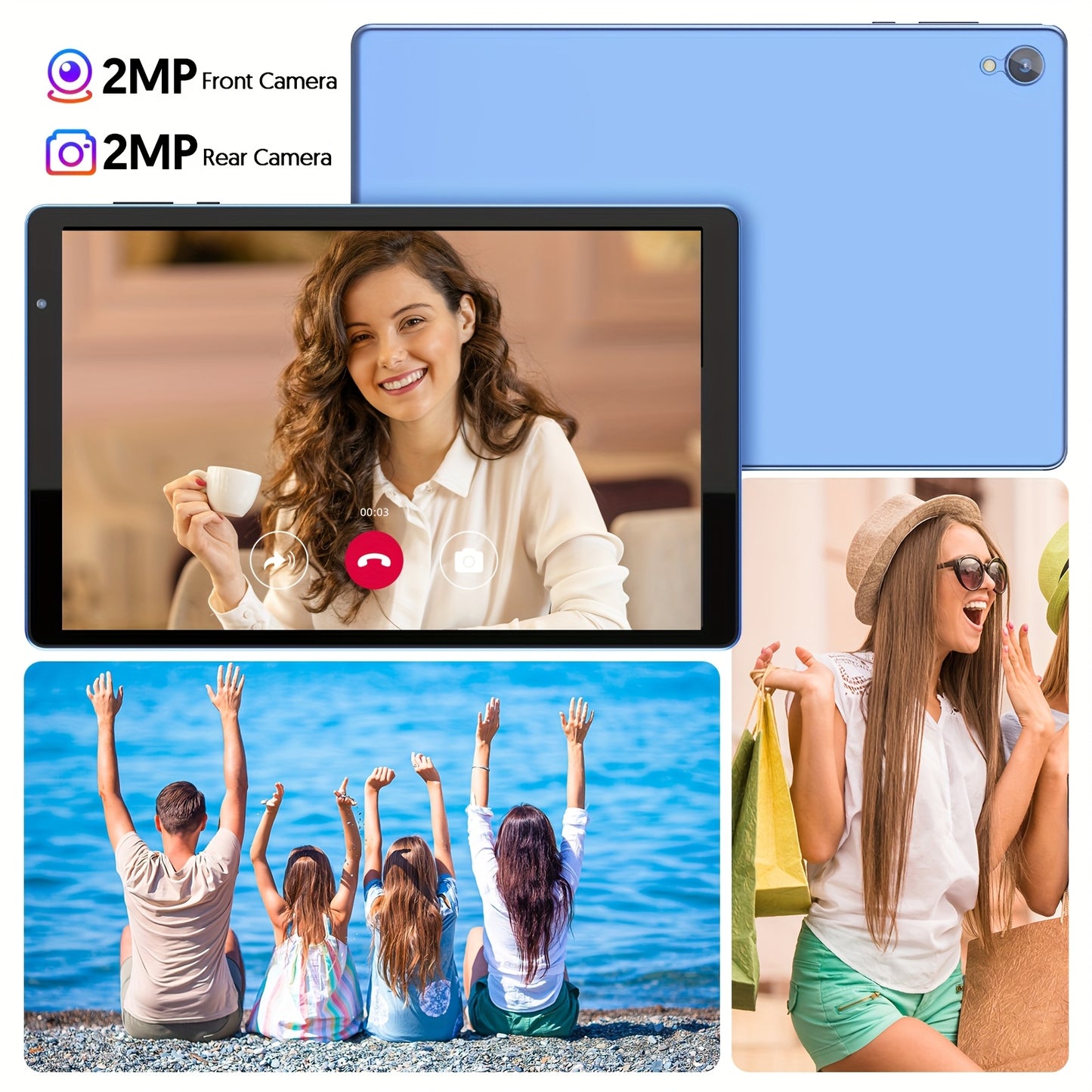 10-Inch Android 14 Tablet, Quad-Core Processor 4GB(2+2) RAM 32GB ROM, Large-Capacity Tablet, HD Touch Screen, Dual Cameras, Large-Capacity Battery, 1280 * 800 IPS Screen, Wifi (Blue), Tablet, Pad