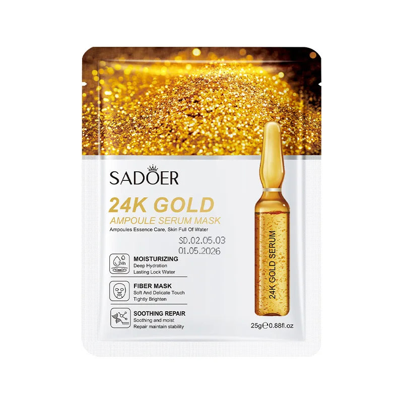 10pcs SAODER 24K Gold Facial Masks Face skincare Firming Moisturizing Nourishing Hydrating Face Mask Facial Skin Care Products