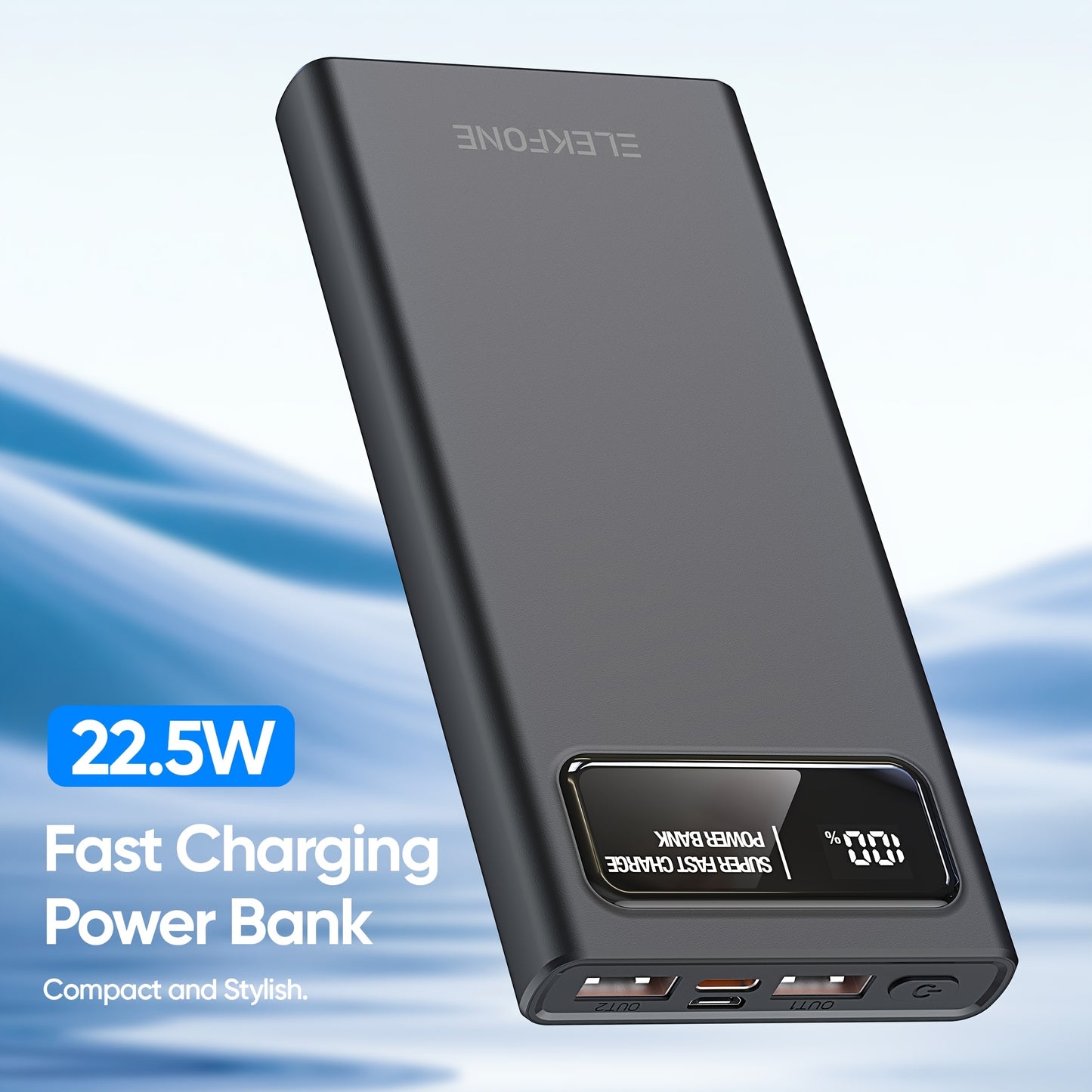 10000mAh 22.5W Fast Charging Power Bank, Ultra-Thin and Lightweight, PD 3.0 USB-C Input/Output, Compatible with Mobile Phones and Tablets