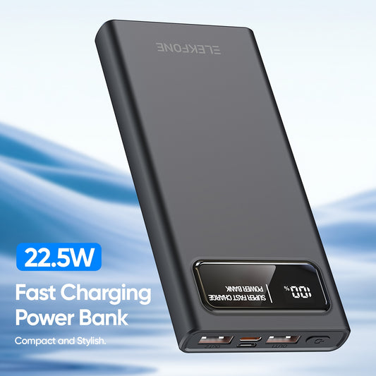 10000mAh 22.5W Fast Charging Power Bank, Ultra-Thin and Lightweight, PD 3.0 USB-C Input/Output, Compatible with Mobile Phones and Tablets