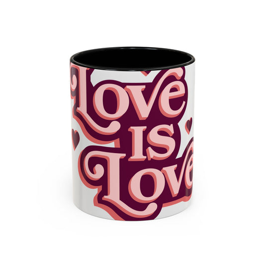 Accent Coffee Mug — "Love Is Love" Retro Pride Mug (11/15oz)