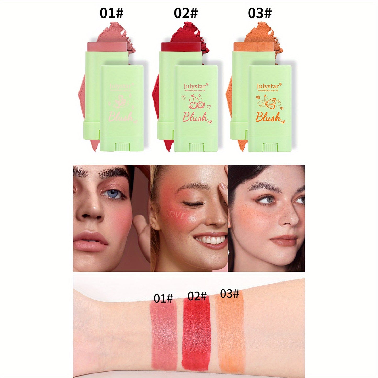 15g Multi-Tasking Rouge Blush Cream Stick - Natural Matte Finish, Expanding Color, Highlighting, Contouring, Solid Blush for Face and Lips - Long-Lasting, Easy to Apply, Buildable Coverage, Cruelty-Free, Travel-Friendly