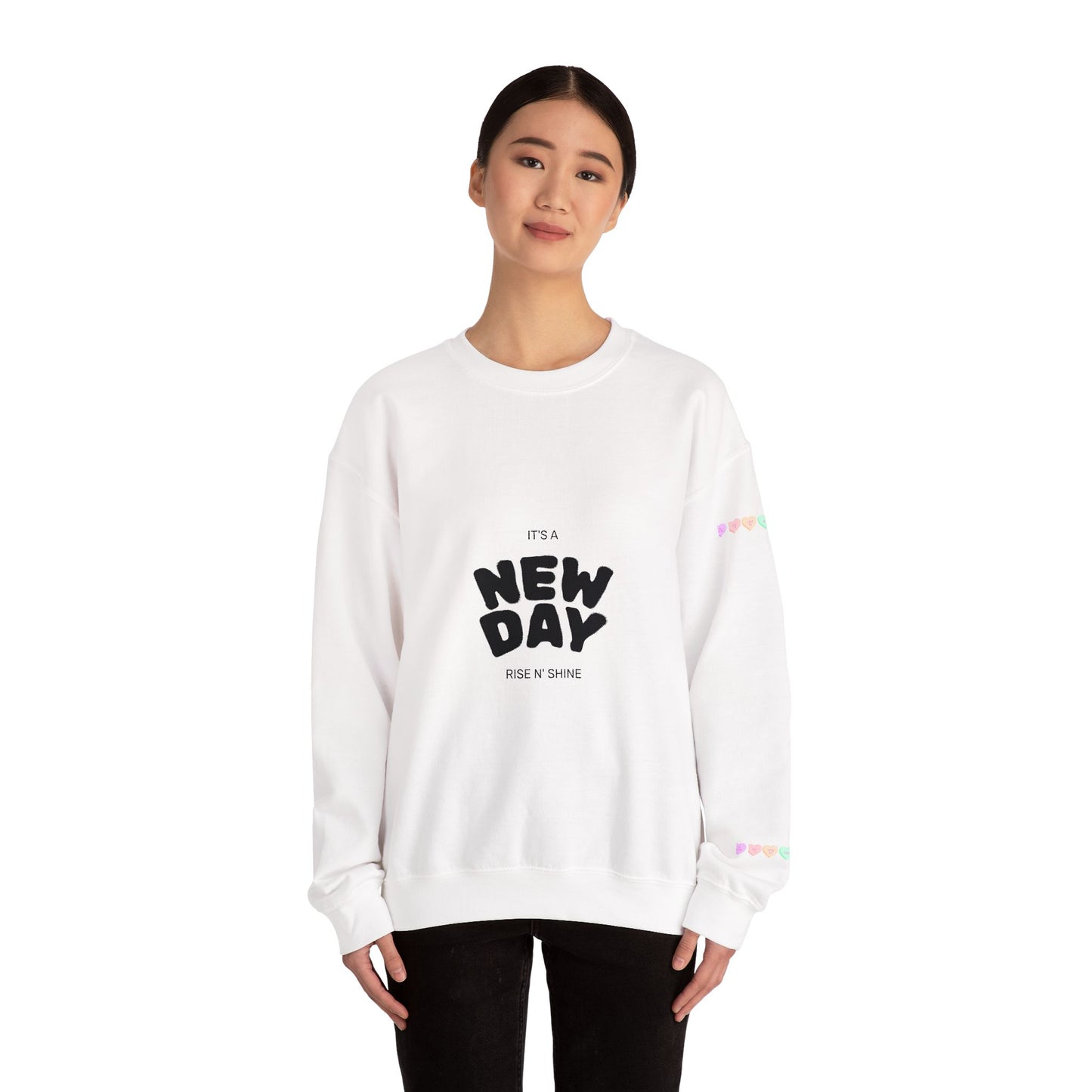 Crewneck Sweatshirt — "It's a New Day" Minimal Motivational Pullover