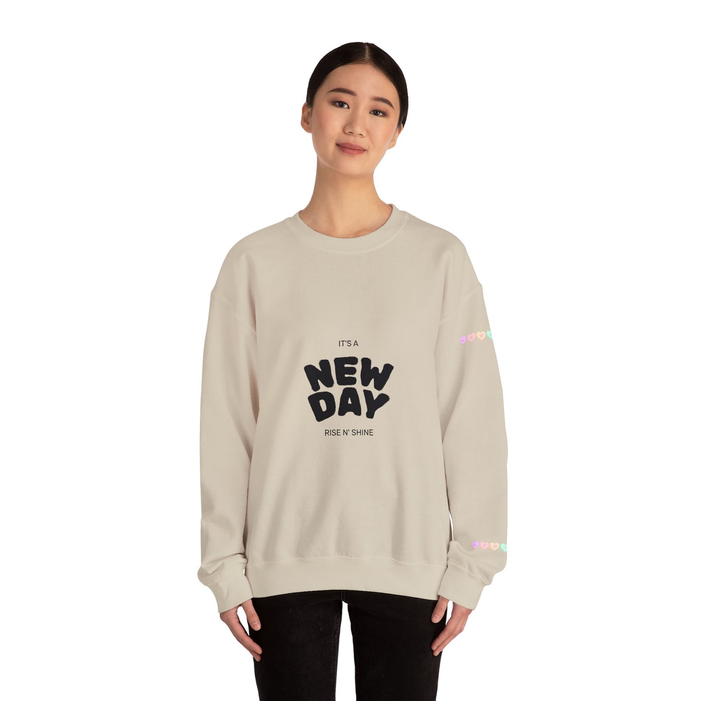 Crewneck Sweatshirt — "It's a New Day" Minimal Motivational Pullover