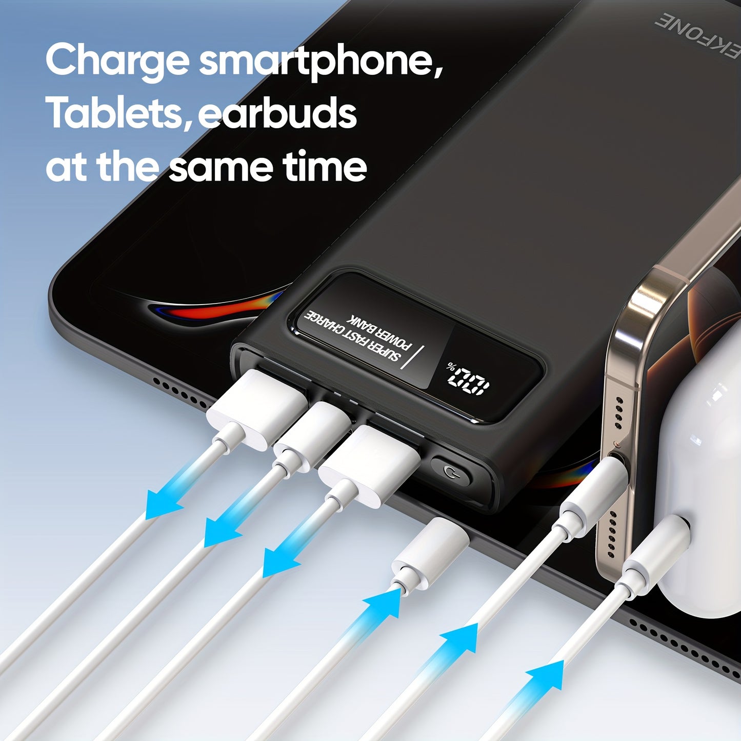 10000mAh 22.5W Fast Charging Power Bank, Ultra-Thin and Lightweight, PD 3.0 USB-C Input/Output, Compatible with Mobile Phones and Tablets