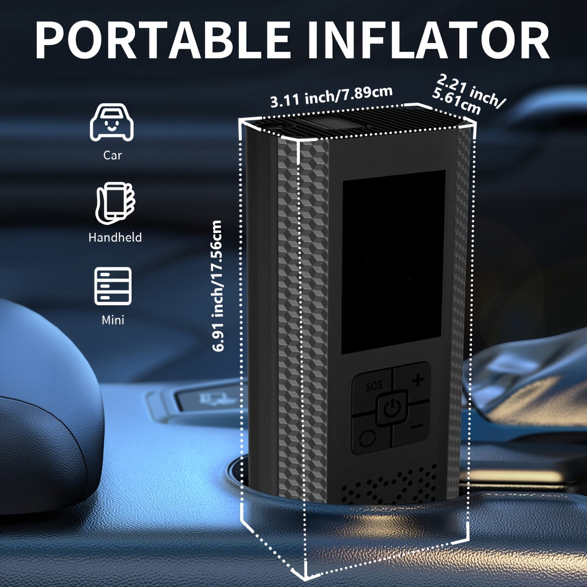 Portable Air Compressor Tire Pump, 150PSI Car Tire Air Pump with Tire Pressure Gauge, LED, 3X Faster One-Click Smart Wireless Tire Inflator for Cars, Motorcycles, Bicycles, Balls, Etc