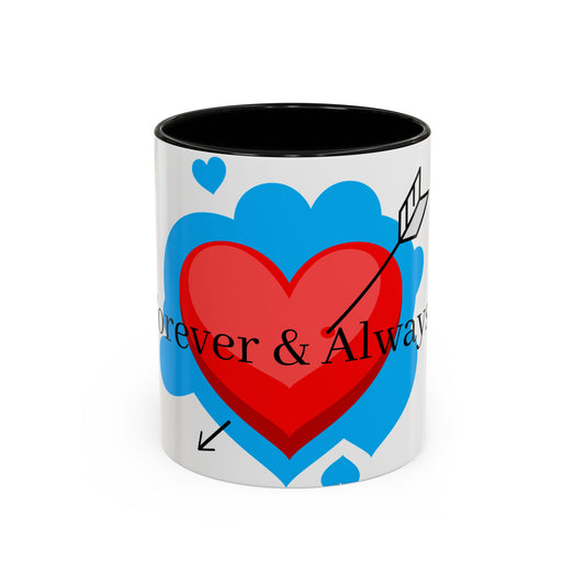 Heart Arrow Accent Coffee Mug — "Forever & Always" Romantic Gift