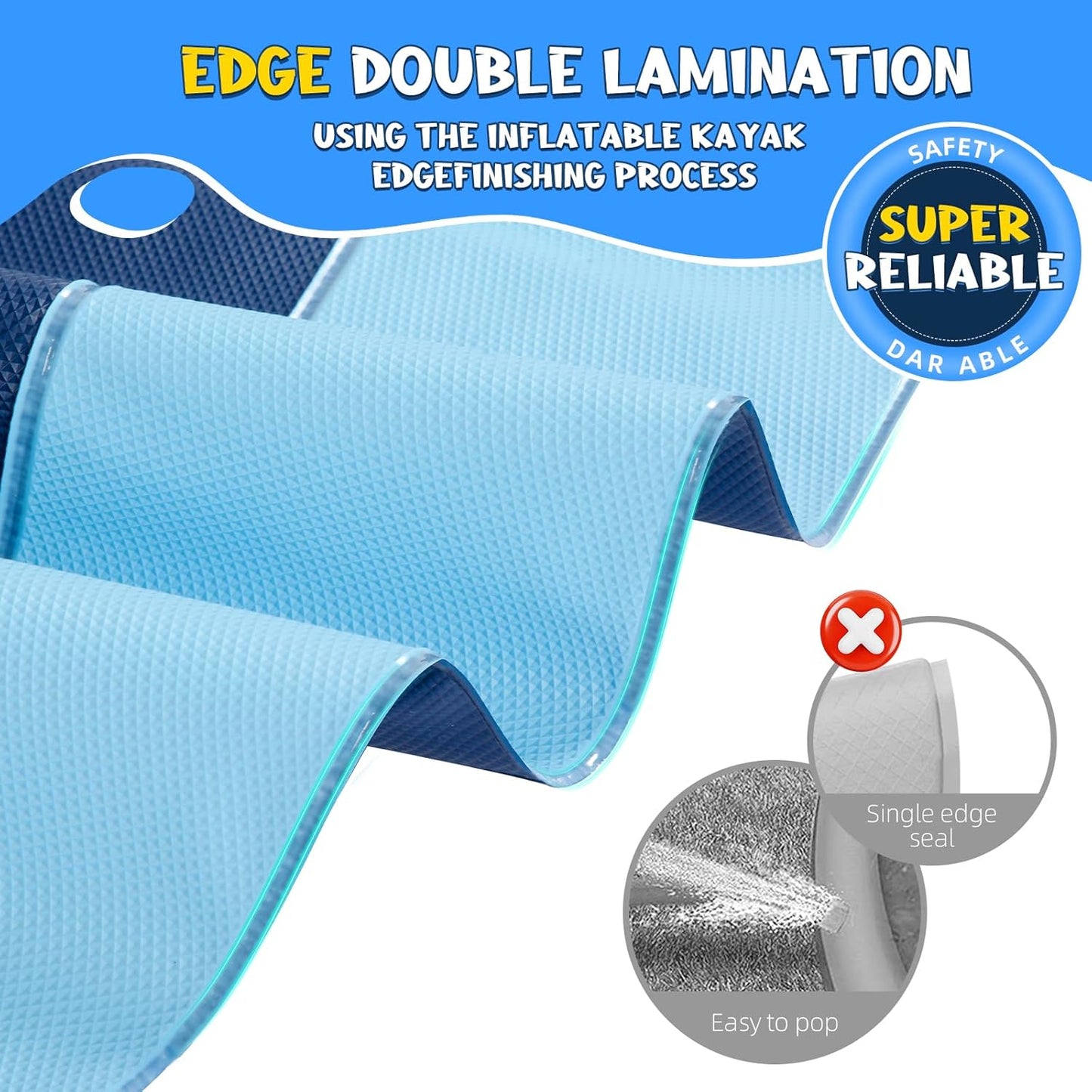 Extra Large Splash Proof Play Mat - Heavy-Duty Non-Slip High Quality Sprinkler Board for Kids, Dogs, Backyard - Outdoor/Indoor Water Playground - Easy-Clean Surface - Ideal for Birthday Parties & Family Games - Blue Playgroun