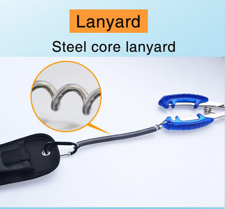 Saltwater Resistant Fishing Pliers with Split Ring Hook Removers, Lanyard & Sheath - Essential Fishing Gear Accessories for Easy Tackle Management - Stainless Steel - For Anglers - Ideal for Saltwater & Freshwater Fishing - G