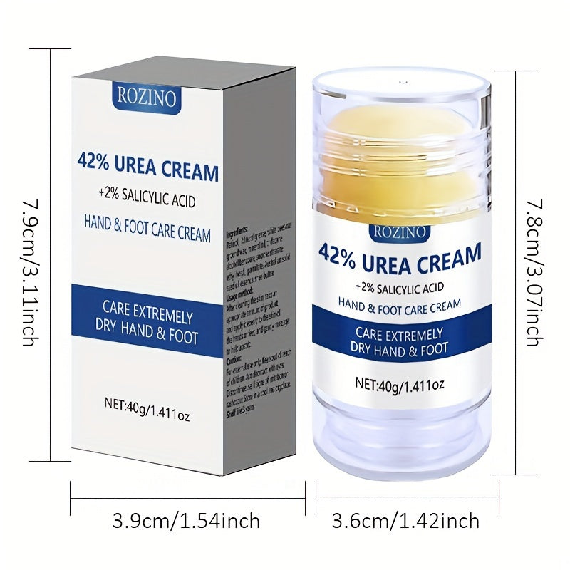 1.41oz Urea Cream Stick 42% Plus Salicylic Acid 2%, Foot Cream For Dry Cracked Feet Heels Knees Elbows Hands, Moisturizer Toenail Softener For Feet Care