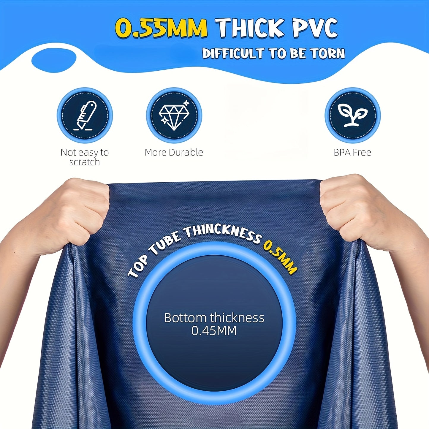 Extra Large Splash Proof Play Mat - Heavy-Duty Non-Slip High Quality Sprinkler Board for Kids, Dogs, Backyard - Outdoor/Indoor Water Playground - Easy-Clean Surface - Ideal for Birthday Parties & Family Games - Blue Playgroun