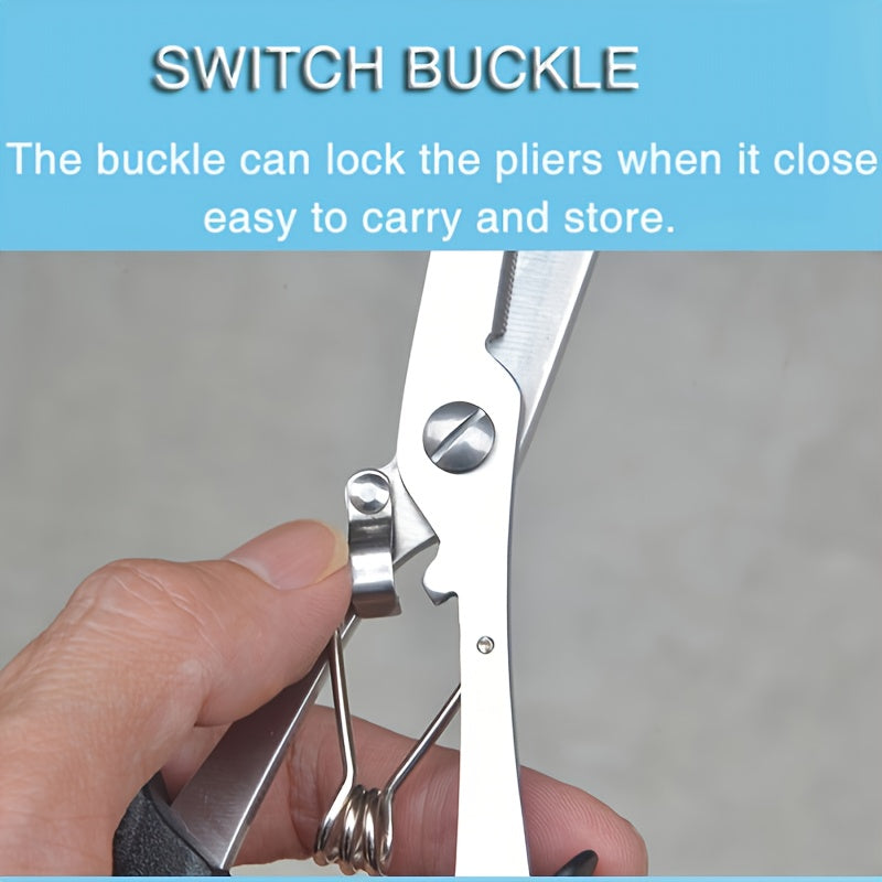 Saltwater Resistant Fishing Pliers with Split Ring Hook Removers, Lanyard & Sheath - Essential Fishing Gear Accessories for Easy Tackle Management - Stainless Steel - For Anglers - Ideal for Saltwater & Freshwater Fishing - G