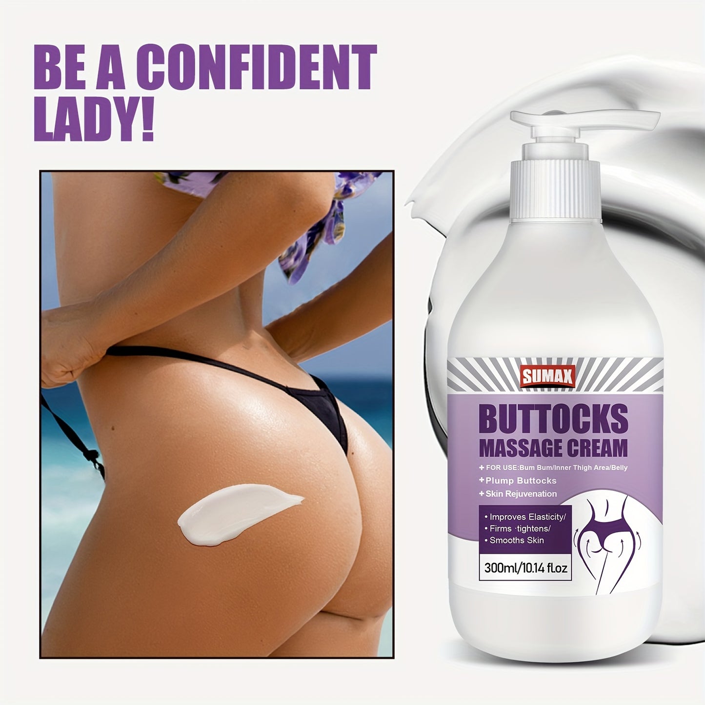 [300 Ml Firming Buttock Massage Cream] 1 Item, 300 Ml Plant Stem Cell Buttock Massage Cream - Firms And Lifts The Buttocks, Creating a Natural And Elastic Appearance, Achieving a Brazilian Butt Effect.