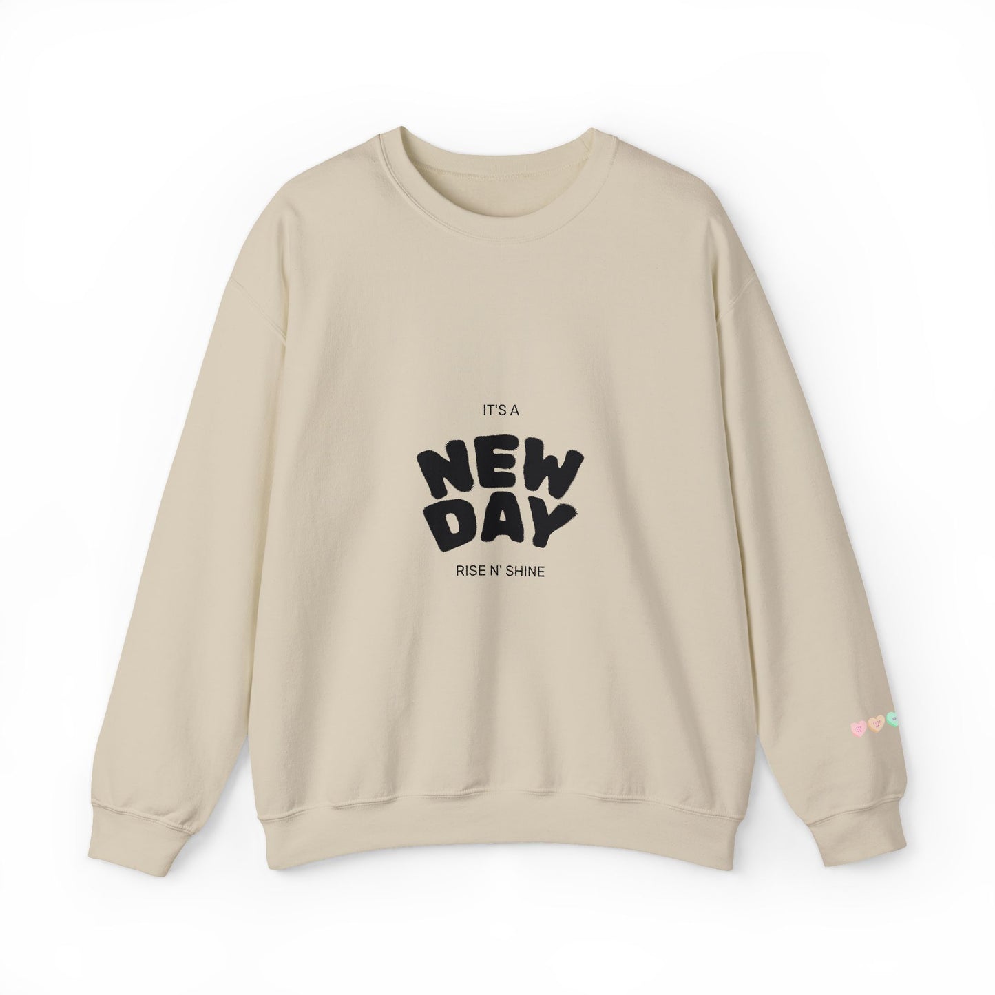 Crewneck Sweatshirt — "It's a New Day" Minimal Motivational Pullover