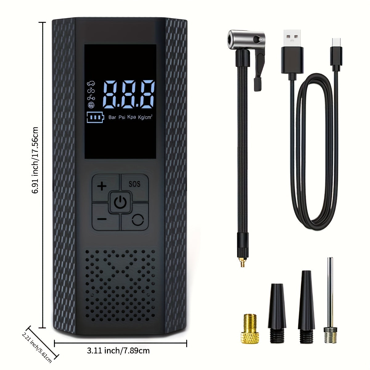 Portable Air Compressor Tire Pump, 150PSI Car Tire Air Pump with Tire Pressure Gauge, LED, 3X Faster One-Click Smart Wireless Tire Inflator for Cars, Motorcycles, Bicycles, Balls, Etc
