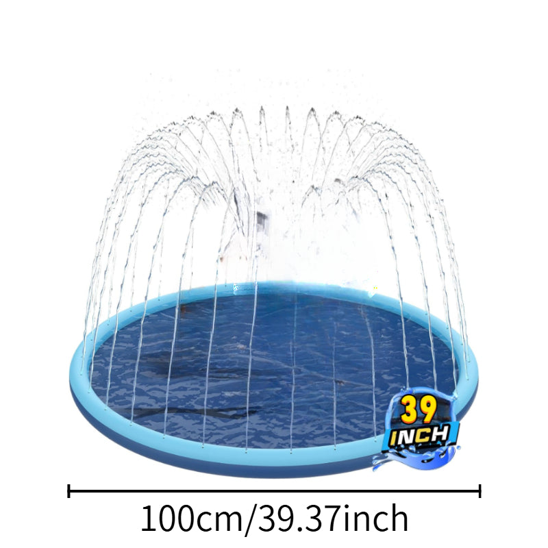 Extra Large Splash Proof Play Mat - Heavy-Duty Non-Slip High Quality Sprinkler Board for Kids, Dogs, Backyard - Outdoor/Indoor Water Playground - Easy-Clean Surface - Ideal for Birthday Parties & Family Games - Blue Playgroun