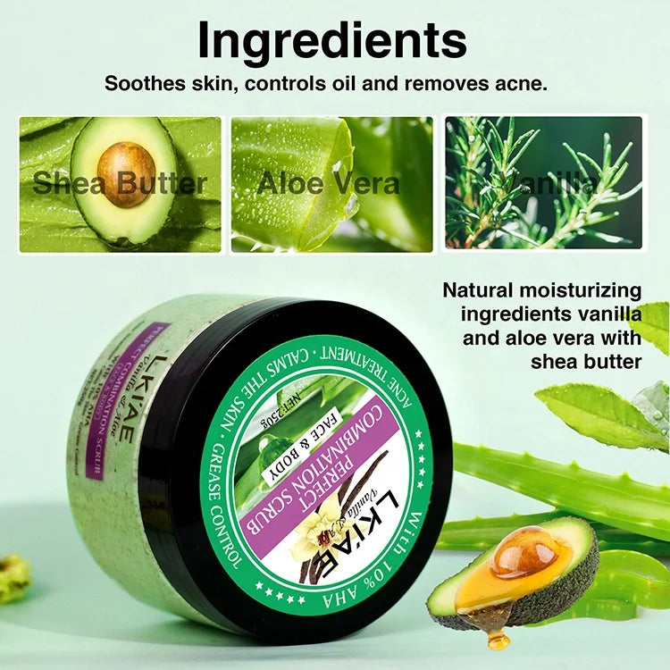 Ailke All Natural Aloe Vera Grease Control Pimples Facial Korean Body Wash Organic Body Scrub for Acne Skin