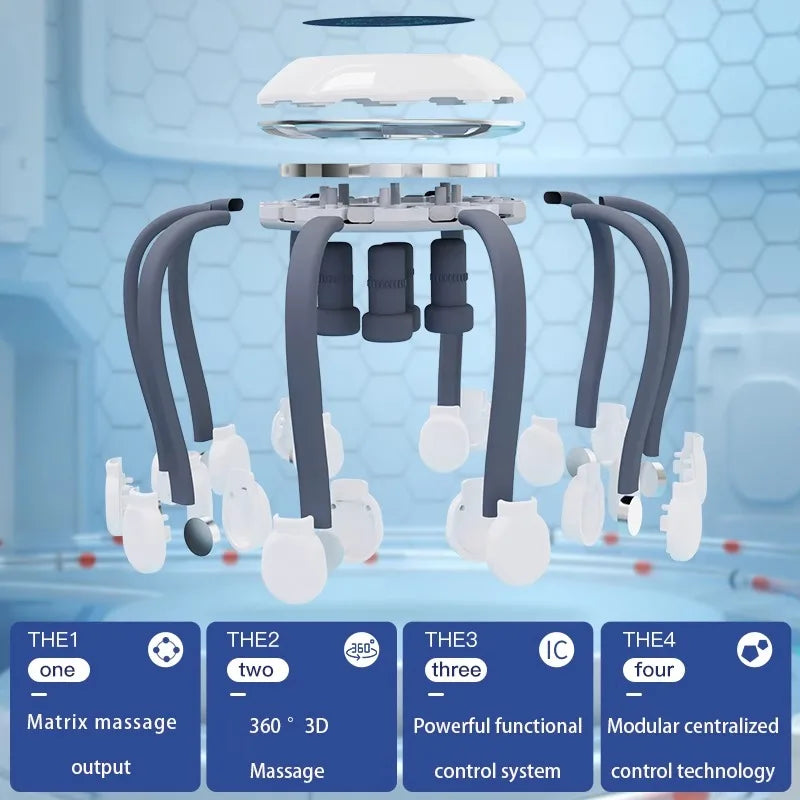 2025 Octopus Head Massagers Fully Automatic Multi-dimensional Electric Vibration Scalp Unblocking and Relaxation Massage Device