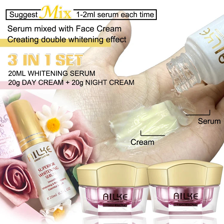 AILKE Whitening Face Cream, Reduce Wrinkles, Spots, Freckles, Lightening Skin With Collagen, Hyaluronic Acid, for Women, Men