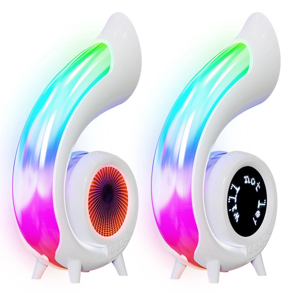 G69 RGB Wireless Bluetooth Speaker with Lyrics Display LED Night Light Alarm Clock 6-in-1 Multi-Function Adjustable Desk Lamp