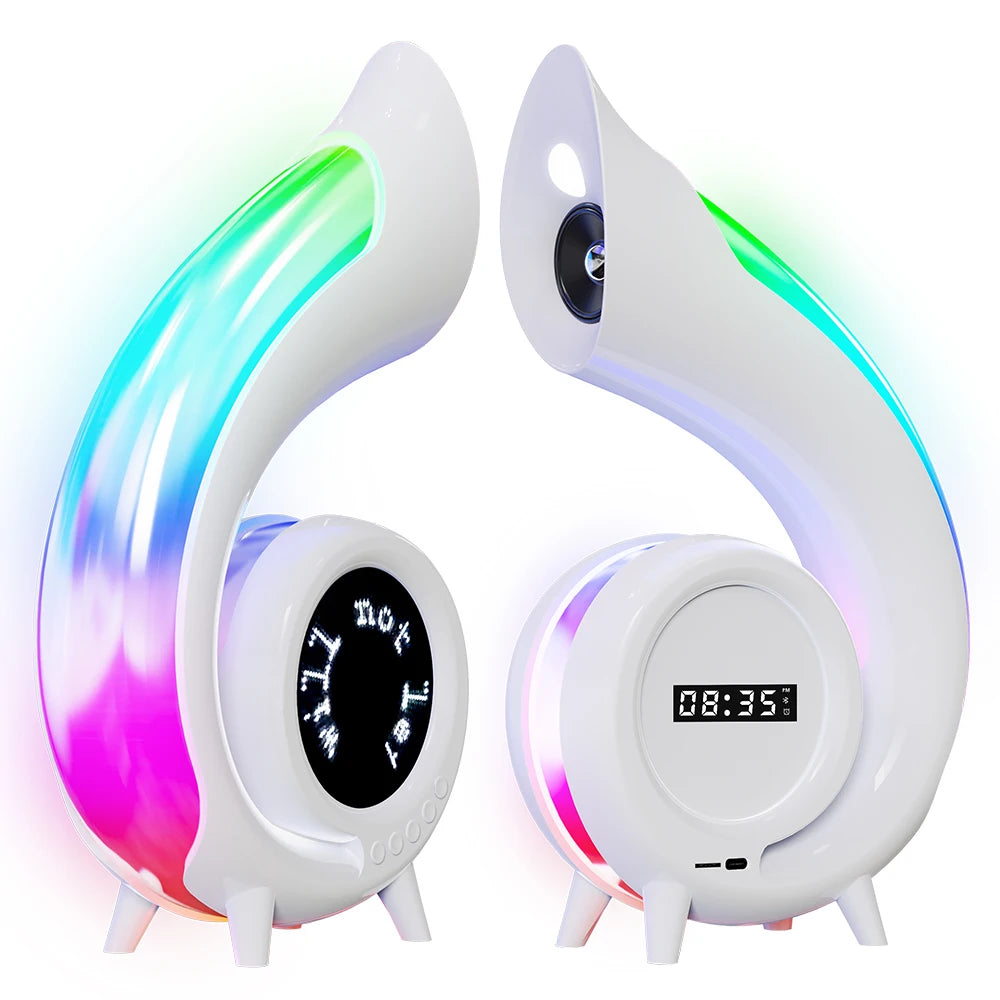G69 RGB Wireless Bluetooth Speaker with Lyrics Display LED Night Light Alarm Clock 6-in-1 Multi-Function Adjustable Desk Lamp