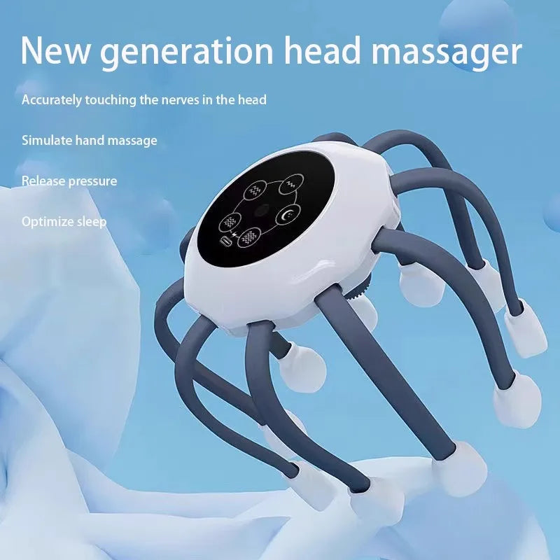 2025 Octopus Head Massagers Fully Automatic Multi-dimensional Electric Vibration Scalp Unblocking and Relaxation Massage Device