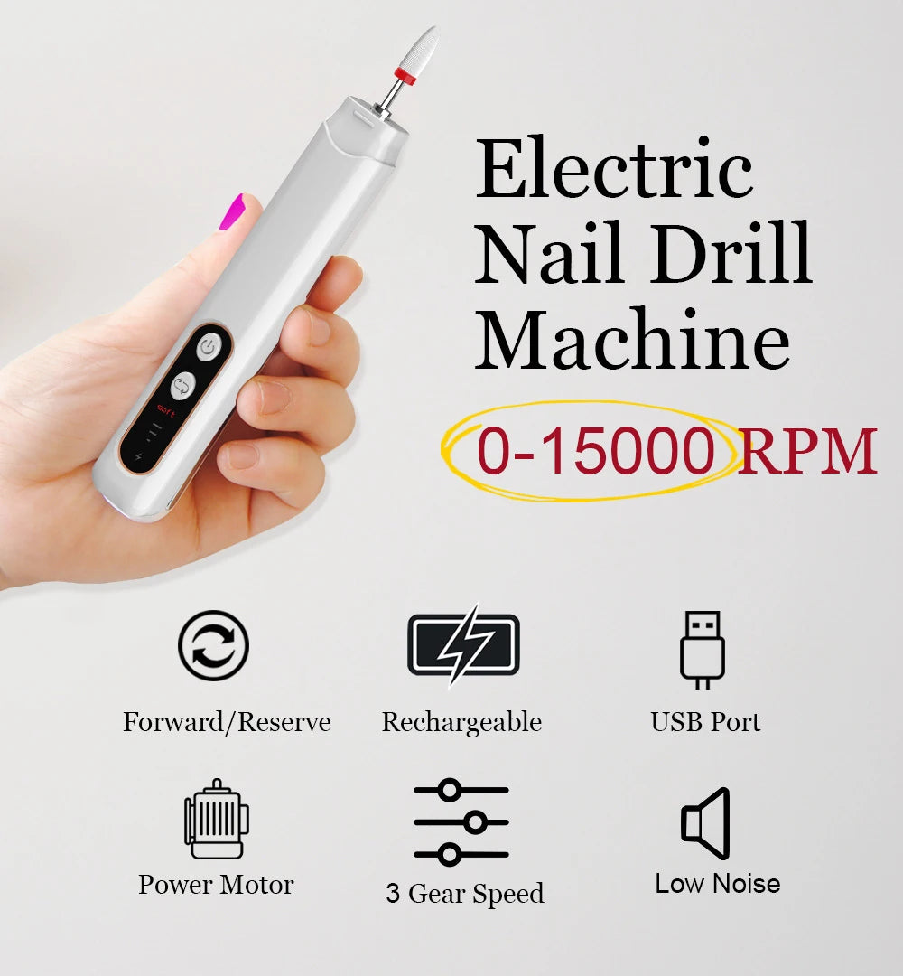 Electric Rotation Multi-speed Adjustable Speed Manicure Pliers Nail Grinder Curing Nails Portable Home Nail Art Special