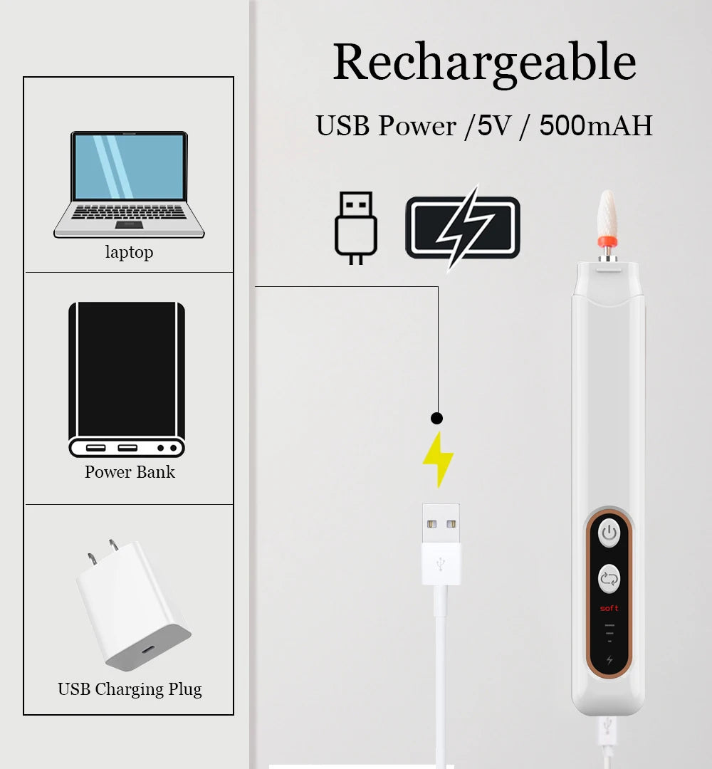 Electric Rotation Multi-speed Adjustable Speed Manicure Pliers Nail Grinder Curing Nails Portable Home Nail Art Special