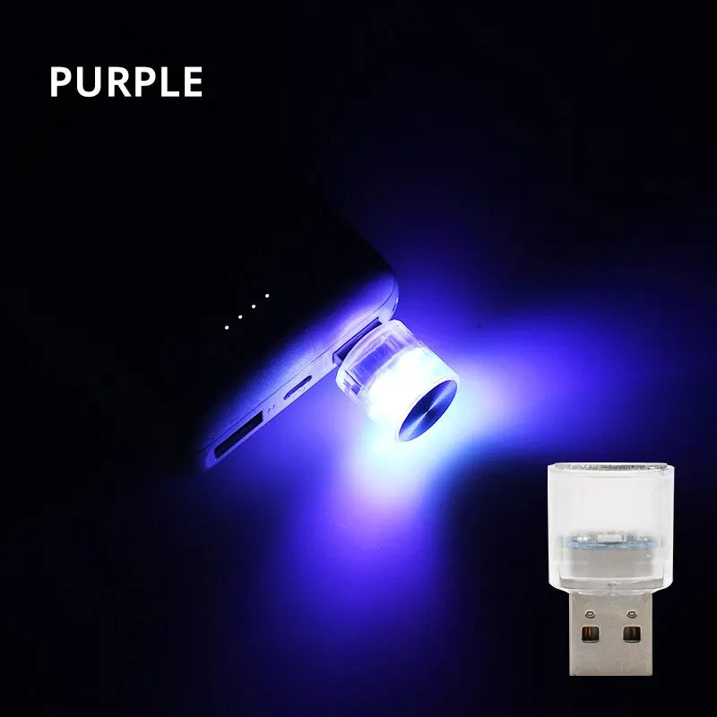 Car Mini USB LED Ambient Light Decorative Atmosphere Lamps for Interior Environment Auto PC Computer Portable Light Plug Play