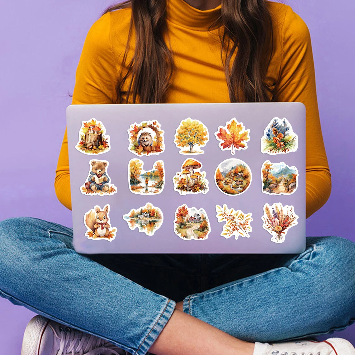 50pcs Thanksgiving Stickers Fall Stickers for Holiday Decoration, DIY Crafts, Art Journal, Laptop Gift Decoration