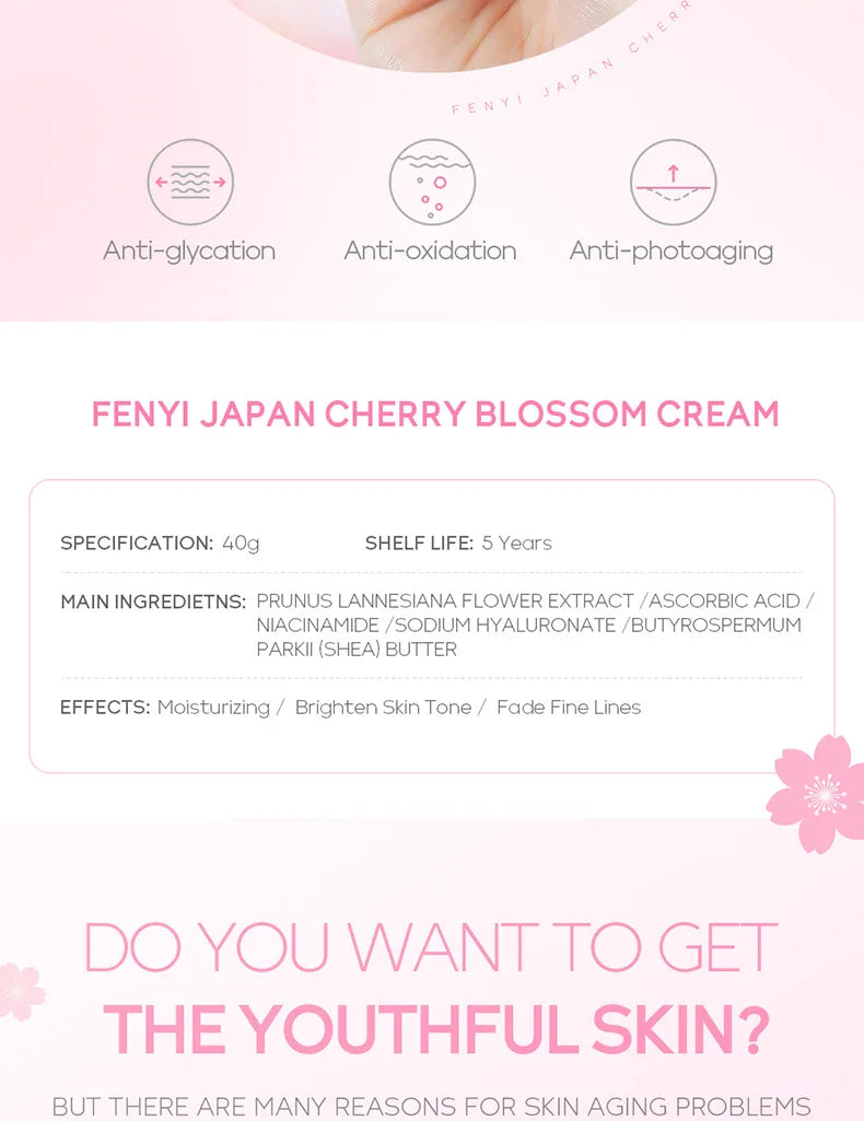 Japan Sakura Face Cream Whitening Anti Aging Shrink Pores Cosmetics Moisturizing Cherry Blossom Essence Facial Lotion Emulsions