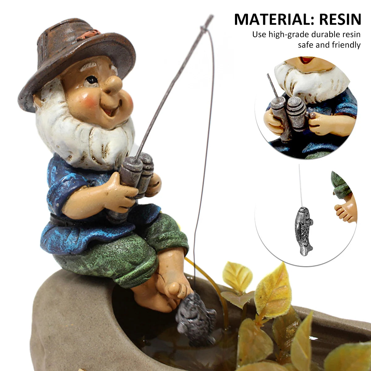 Funny Mini Garden Gnome Statue Fishing Dwarf Elf Figurines Front Porch Outdoor Ornaments Home Decor Modern Art DIY Crafts Garden