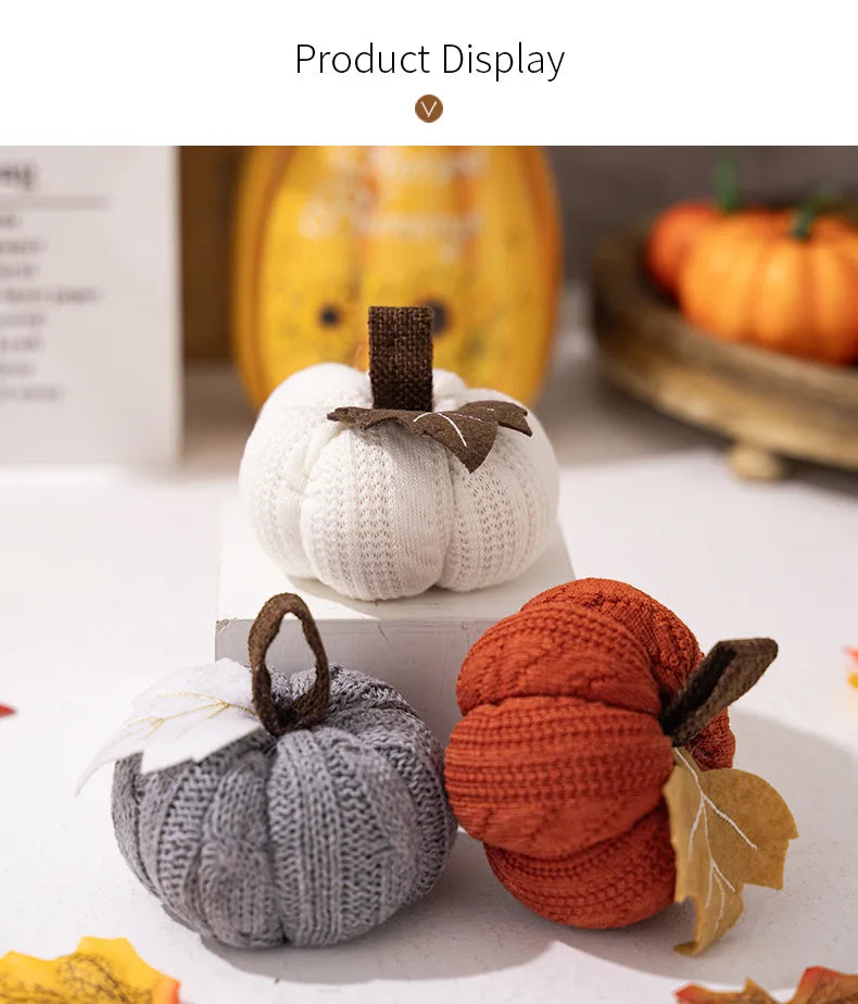 Artificial Pumpkin Halloween Decoration Mini Fake Simulated Knitted Pumpkin Autumn Harvest Party Thanksgiving Party Decor Props