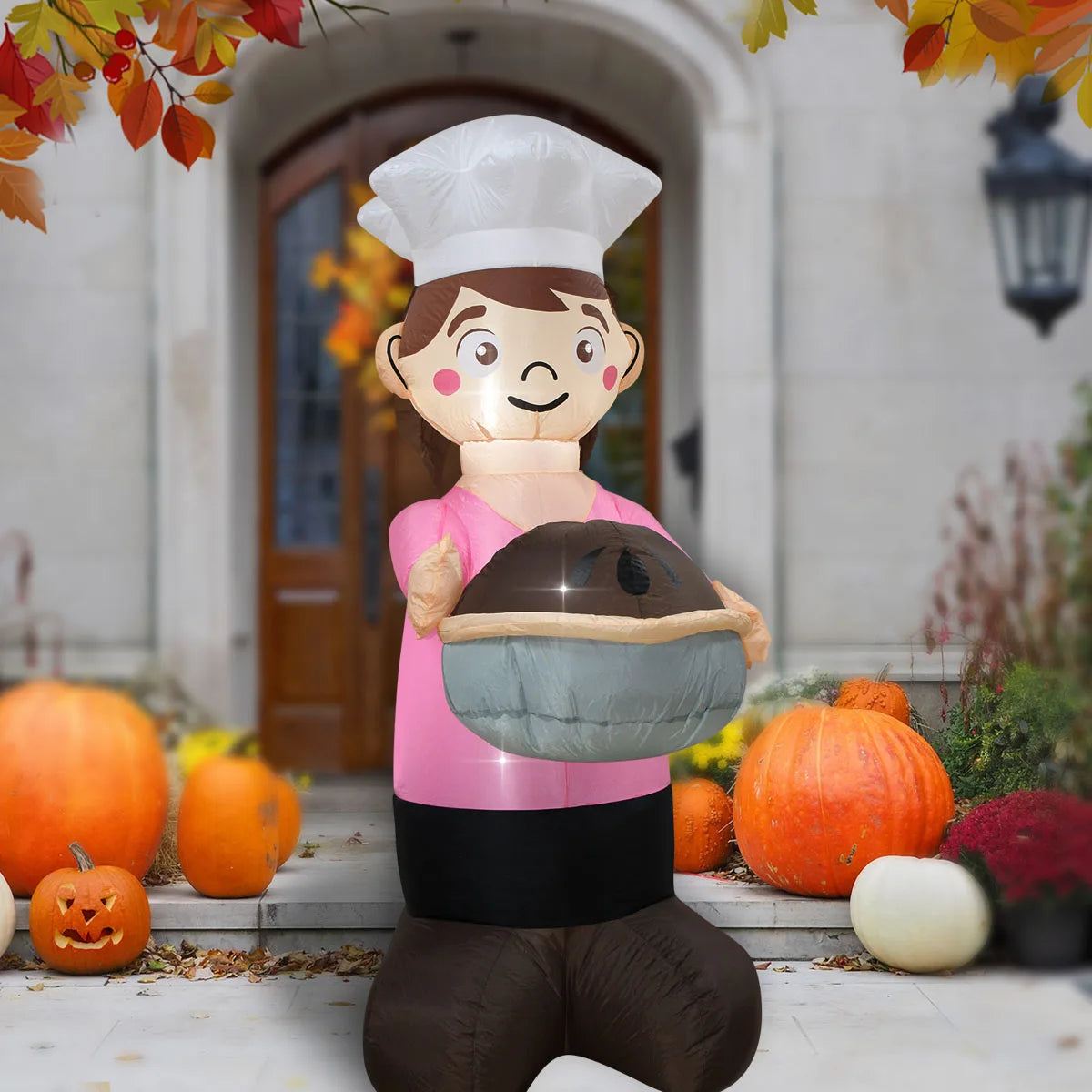 Thanksgiving Inflatable Turkey Decoration with LED Lights Suitable for Fall Harvest Party, Indoor and Outdoor Shopping Mall Yard