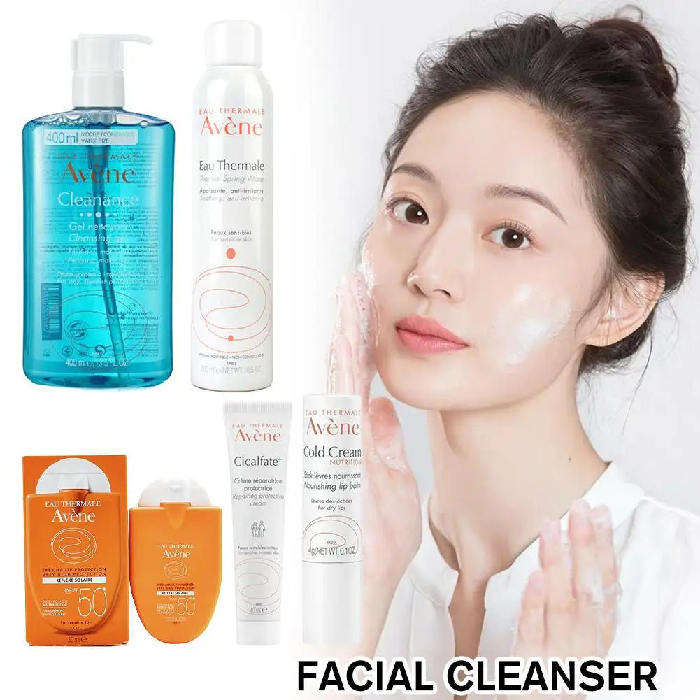 Avene Facial Cleanser Removes Face Dirt Deep Cleansing Whitening Cold Cream SPF 50+ Sunscreen Moisturizing Gel Skin Care