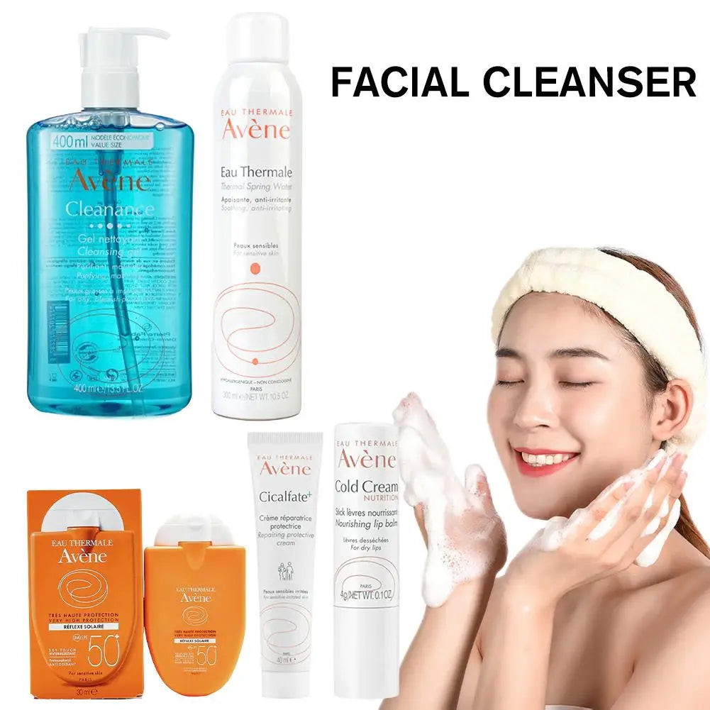 Avene Facial Cleanser Removes Face Dirt Deep Cleansing Whitening Cold Cream SPF 50+ Sunscreen Moisturizing Gel Skin Care