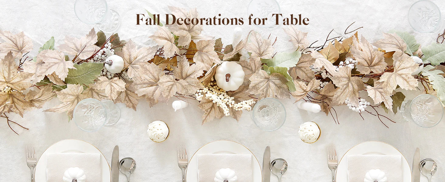 Fall Decoration - 1.75m Maple Leaf Pumpkin Berry garland - Thanksgiving Halloween Harvest decoration for home outdoor porch