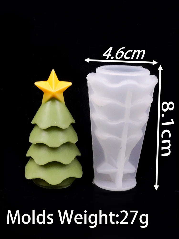 3D Xmas Ornament Candle Mold for DIY Scented Candles Resin Plaster Silicone Molds Christmas Tree Snowman Craft Making Home Decor