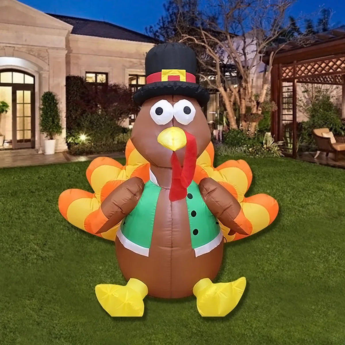 Thanksgiving Inflatable Turkey Decoration with LED Lights Suitable for Fall Harvest Party, Indoor and Outdoor Shopping Mall Yard
