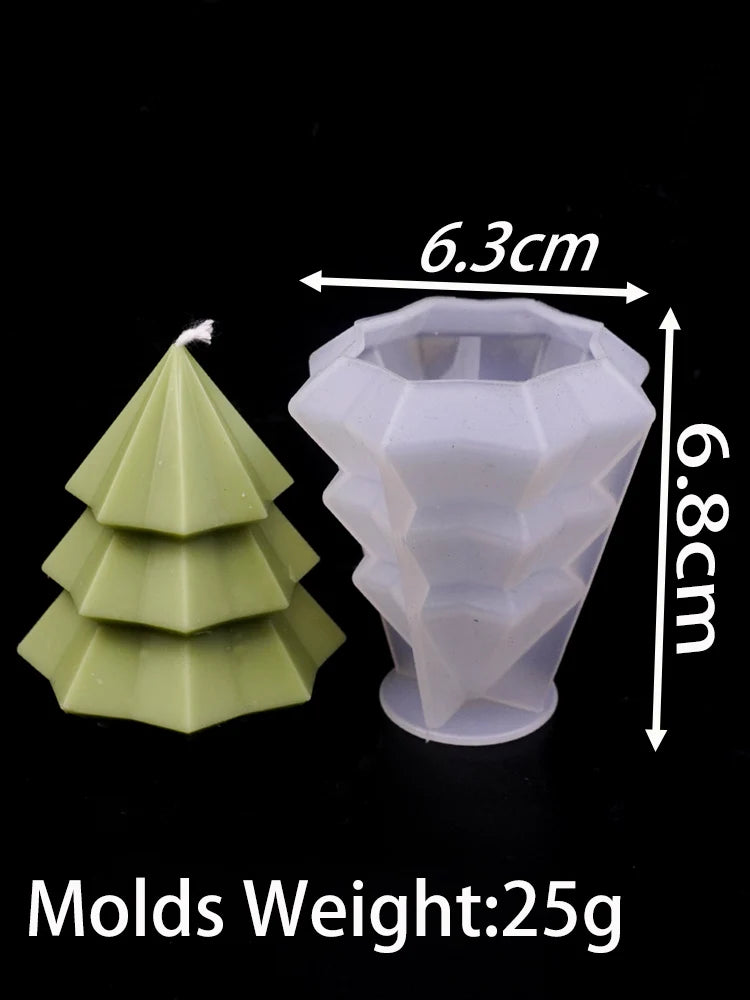 3D Xmas Ornament Candle Mold for DIY Scented Candles Resin Plaster Silicone Molds Christmas Tree Snowman Craft Making Home Decor