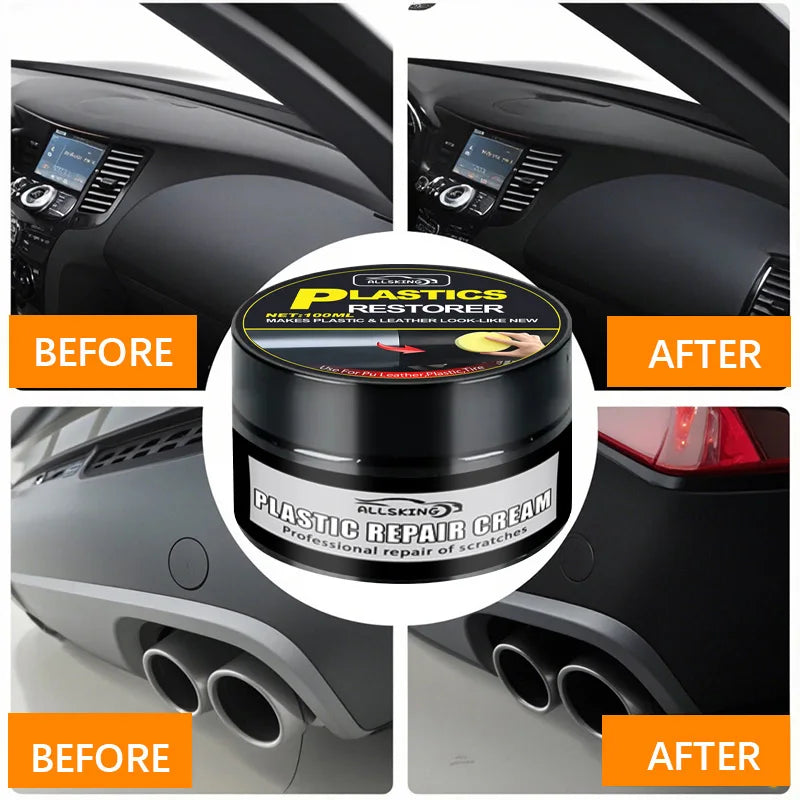 Universal Leather and Plastic Repair Polishing Wax - Automotive interior reconditioning cream for leather/plastic/rubber care
