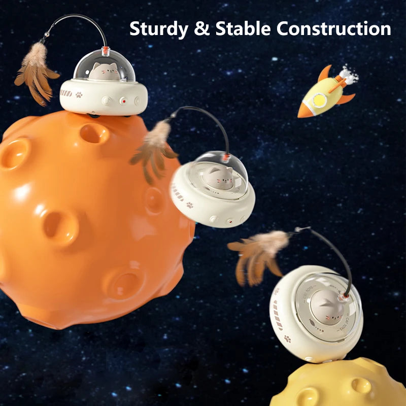 Smart Teaser Cat Toy Electric UFO Cat Teaser Stick With Bell Training Pet Toys Replaceable Feather Interactive Cat Supplies