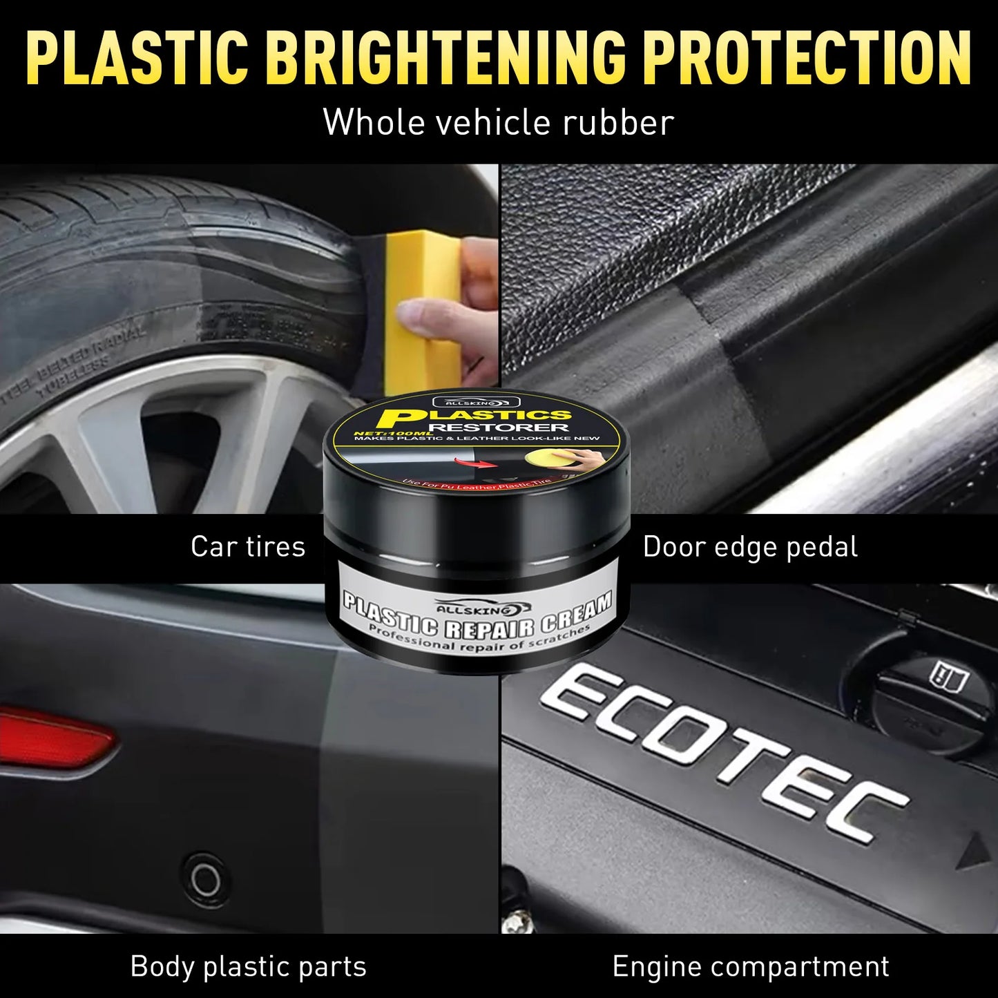 Universal Leather and Plastic Repair Polishing Wax - Automotive interior reconditioning cream for leather/plastic/rubber care
