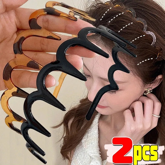 Fashion Wave Headbands for Women Solid Color Toothed Non-slip Hair Bands Girl Face Wash Sports Hairbands Hair Accessories