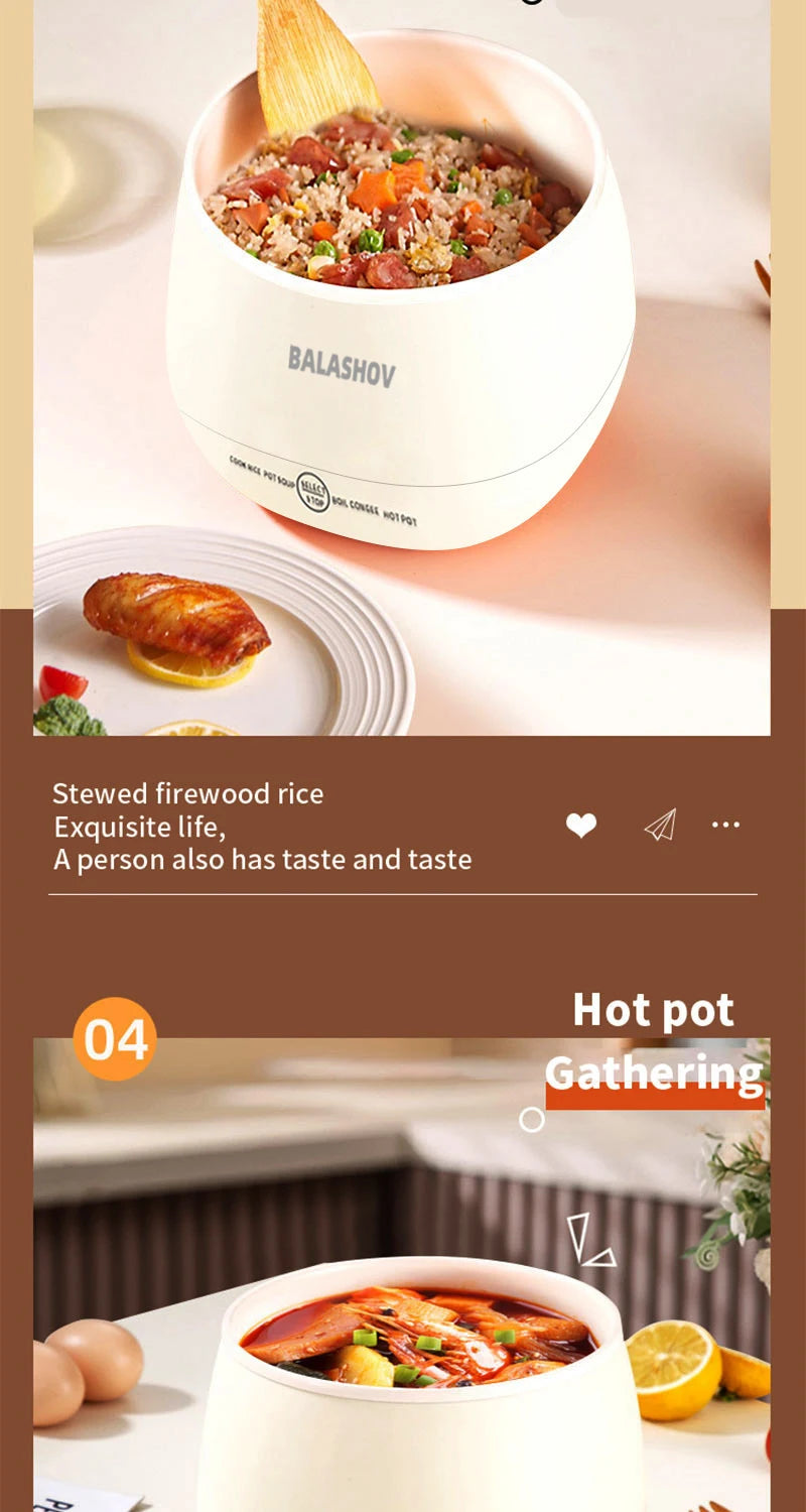 1.8L Portable Smart Rice Cooker - Multifunctional Non-Stick Rice Cooking Pot for Cooking Rice,  Soup, for Dorms & Small Kitchens