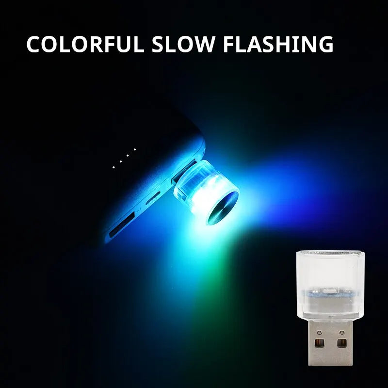 Car Mini USB LED Ambient Light Decorative Atmosphere Lamps for Interior Environment Auto PC Computer Portable Light Plug Play