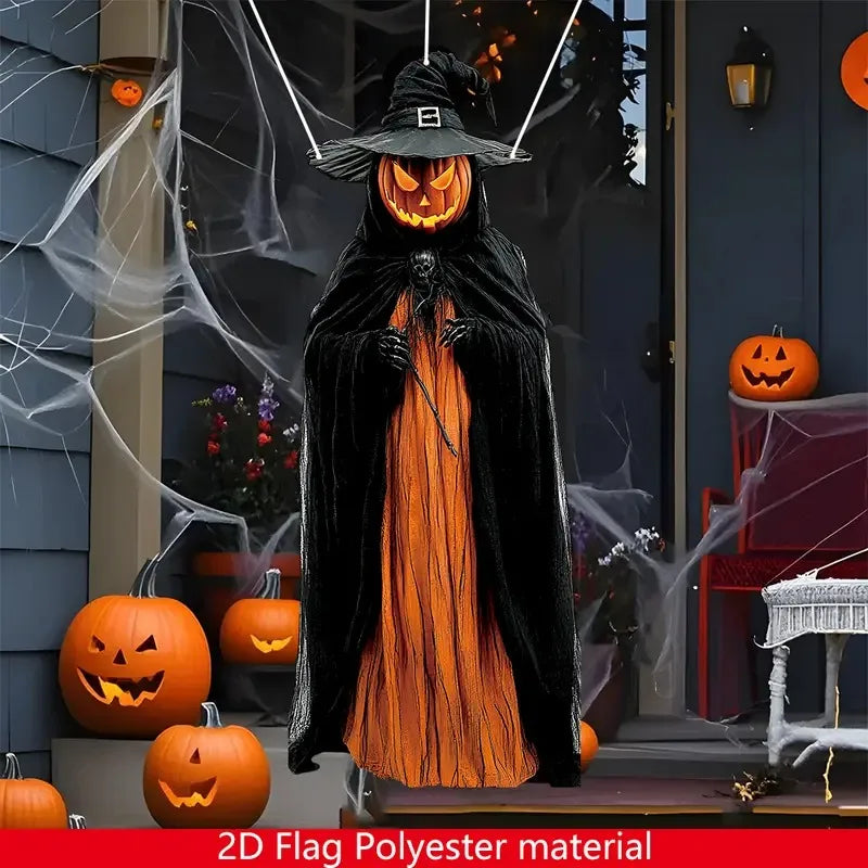 2D Halloween Horror Evil Pumpkin Man hanging Background Cloth Halloween Terror Atmosphere Indoor and Outdoor Decoration Supplies