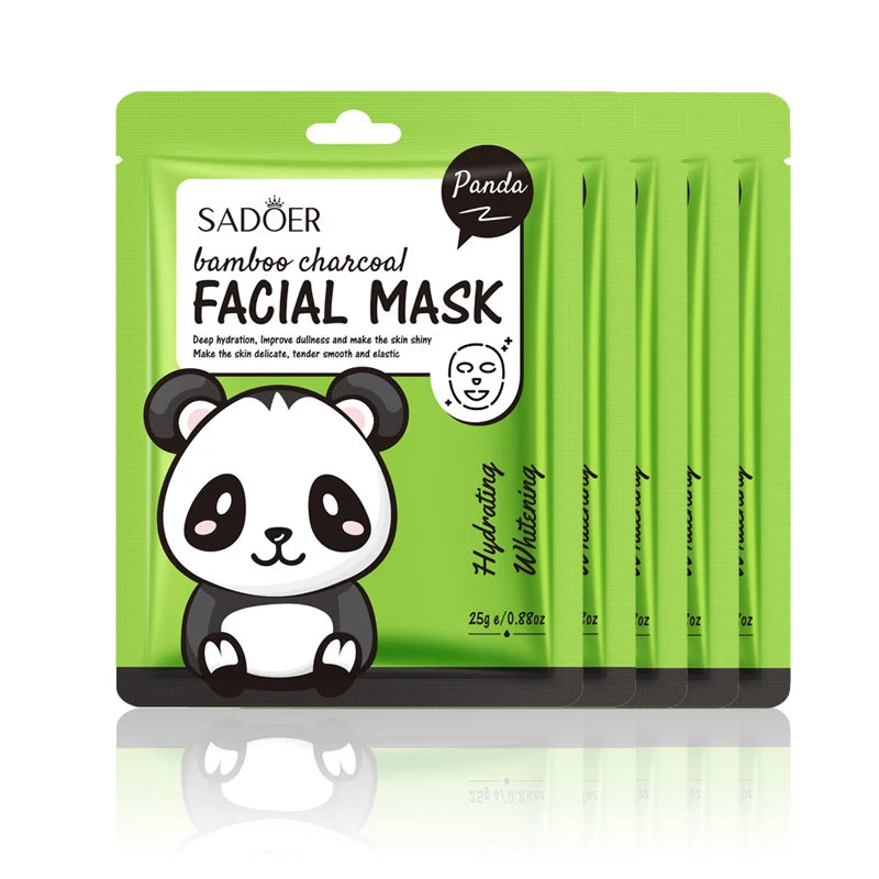 5pcs SADOER Cartoon Fresh Fruit Facial Masks Moisturizing Soothing Brightening Hydrating Face Mask for Facial Skin Care