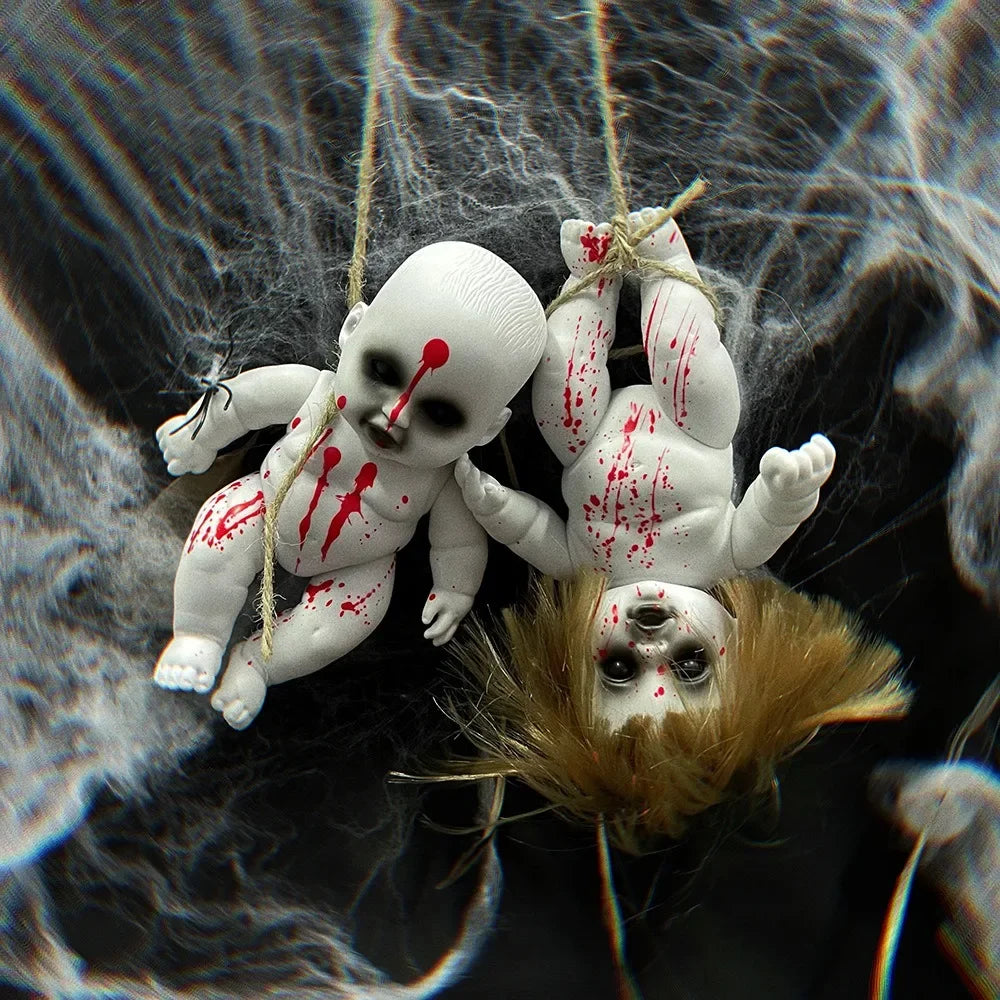 Horror Ghost Baby Hanging Doll Halloween Bar Ghost Courtyard Horror Doll Prop Ghost Festival Happy Halloween Day 2024 Decoration